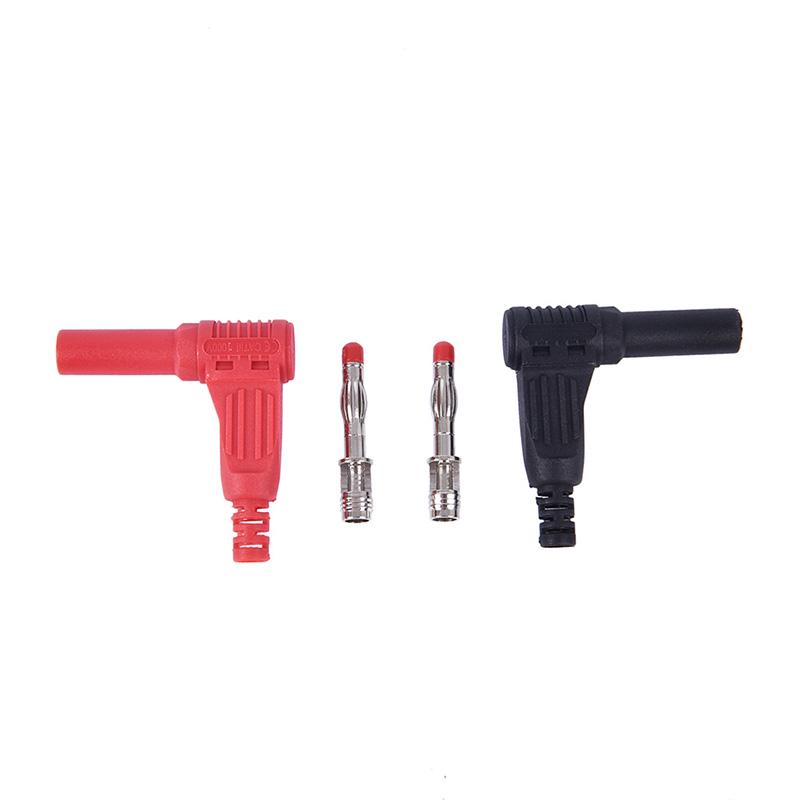New 1pair 4mm Male Right Angle Insulation Wire Solder Type DIY Banana Plug Connector
