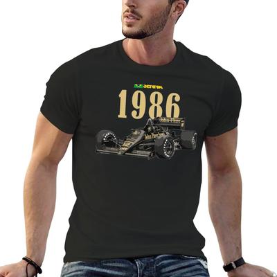 חולצת טי חדשה 1986 איירטון סנה F1 חולצות קיץ חולצות טי מותאמות אישית עצב משלך חולצת טי מהדורה חדשה חולצות חמודות חולצות טי לגברים חולצת טי