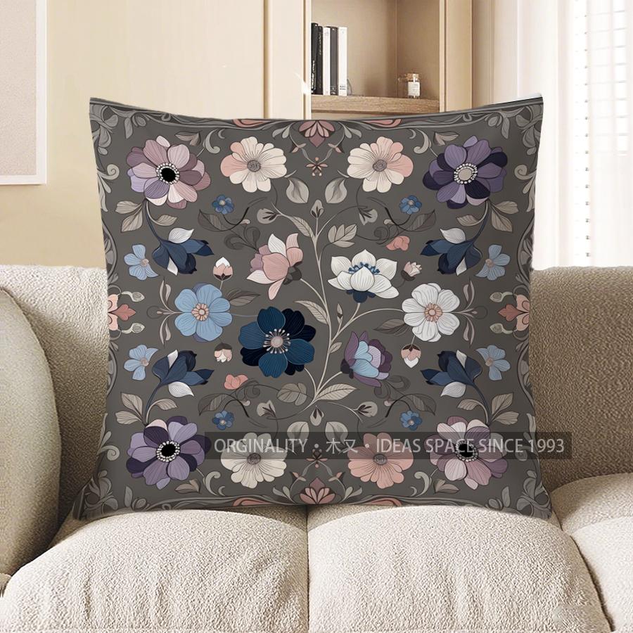2D Floral Patchwork Design Decorative Pillow Covers Pattern Cushion Cover Suitable For Sofa Bedroom Car Pillow Cover