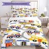 3pcs Cute Cars Bedding Set Duvet Cover Closure Includes 1 Duvet Cover & 2 Pillowcases, Soft and Comfortable for All Seasons.