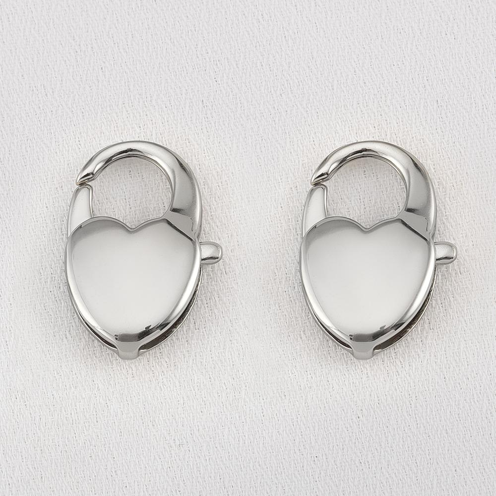 2pcs 304 Stainless Steel 18K Big Heart Buckle Lobster Clasps Hook Connectors for Keychain DIY Jewelery Making Materials Supplies