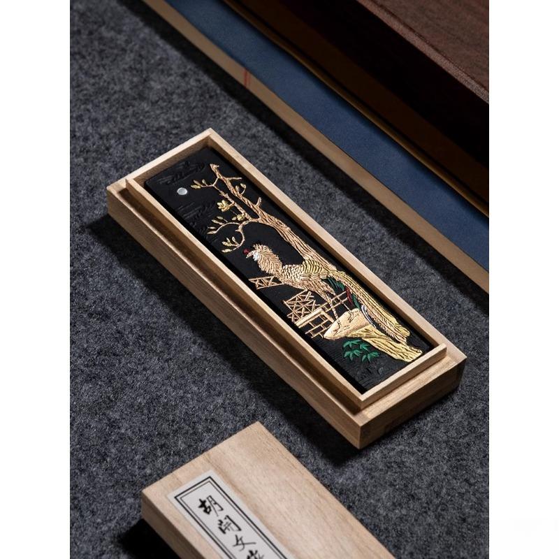 Oil Fume Ink Strip One or Two Ink Blocks, Special Ink Grinding Brush for Calligraphy, Ancient Manual Ink Ingot Inkstone