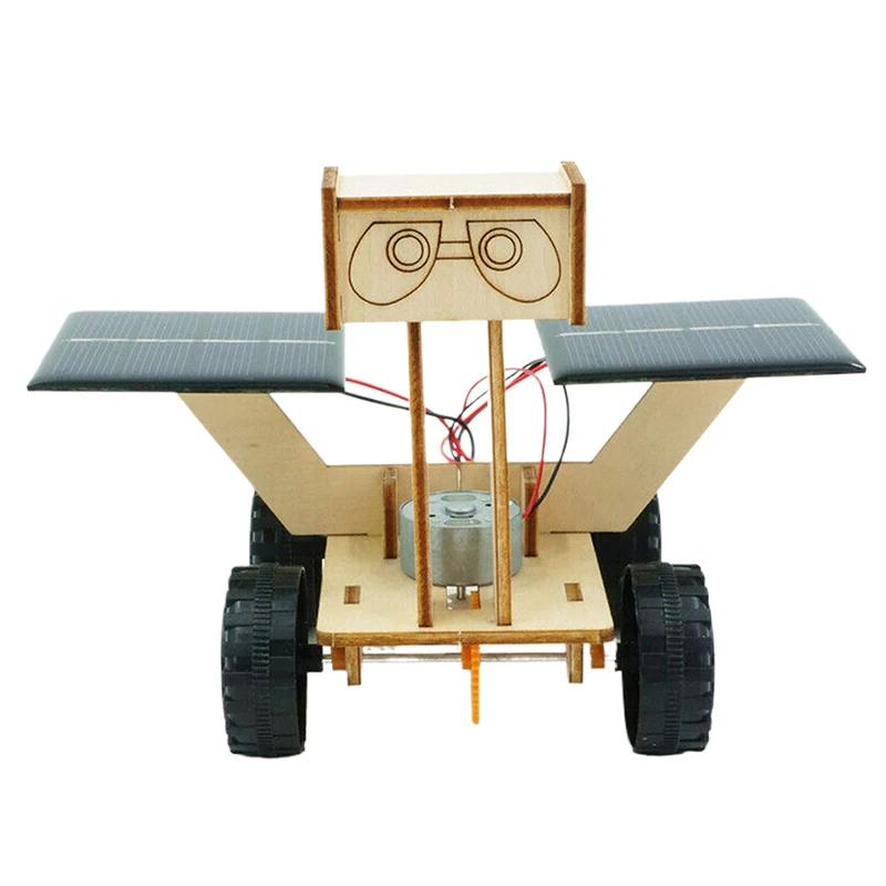 DIY solar energy Artificial satellite aerospace/ ground exploration rover model Kids assembling physical 3D wooden puzzle toys