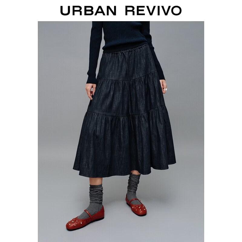 UR Women s Pleated High-Waist Denim Skirt XS