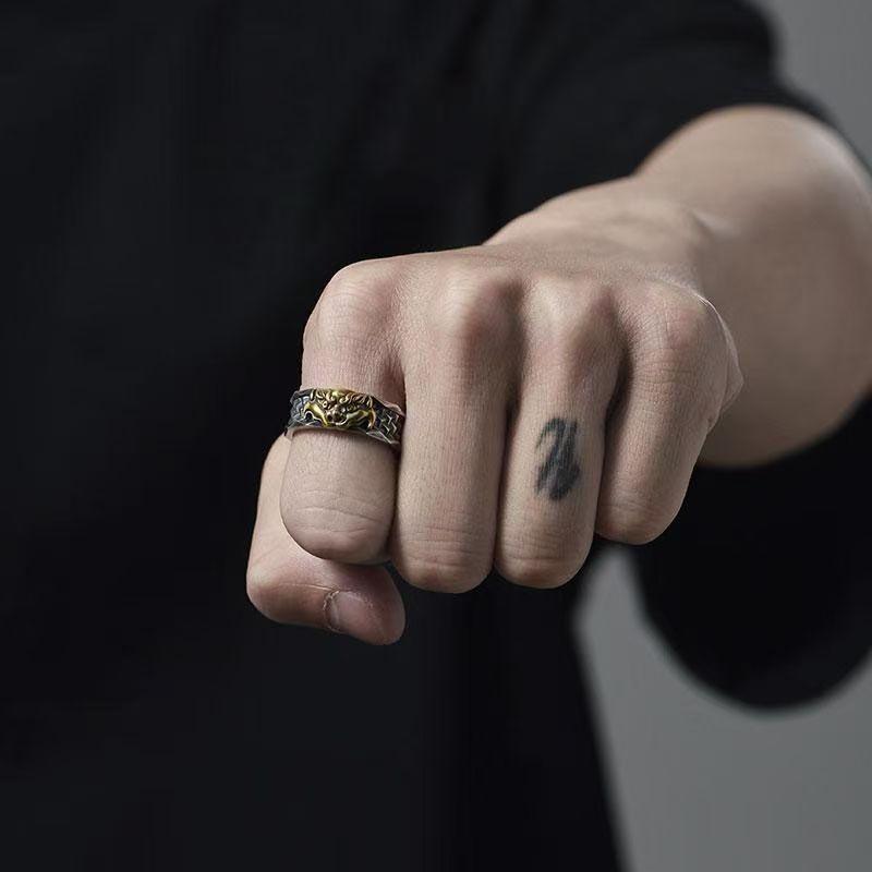 Embossed Pixiu Ring Men's Ring Retro Trendy Trendy Ring Exquisite