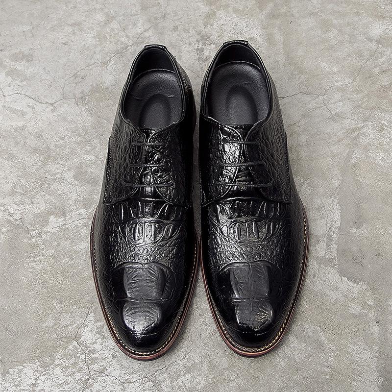 2025 Men's Crocodile Pattern Leather Shoes - Business Korean British Style, Formal Fashion for Youth & Weddings