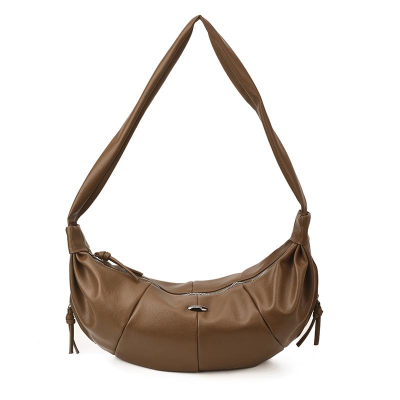 PU Hobo Bag for Women with Soft Curved Design Adjustable Strap коричневый