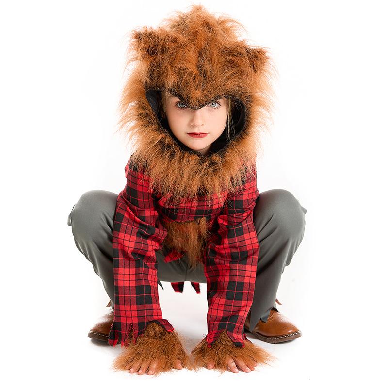 

Kids Boys Girls Animals Wolf Shirt Pants Hat Sets Halloween Role Play Dress Up Cosplay Costume S красный
