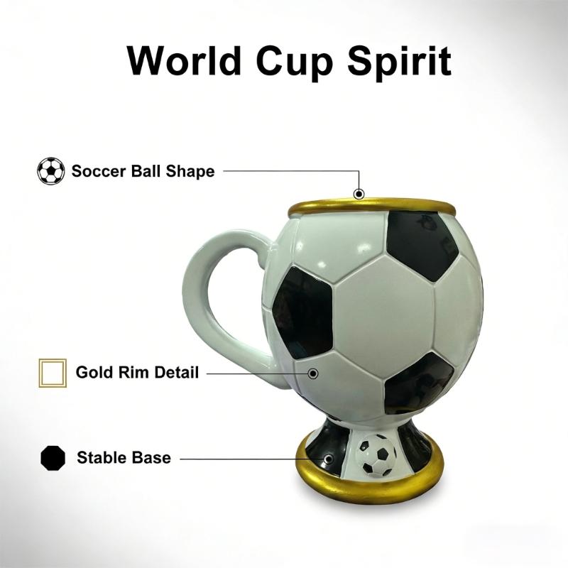 Einzigartige 3D-Fußballharz-Tasse mit hochwertigem Edelstahl-Innenleben für Heiß- und Kaltgetränke, Kaffee-Trinkbecher