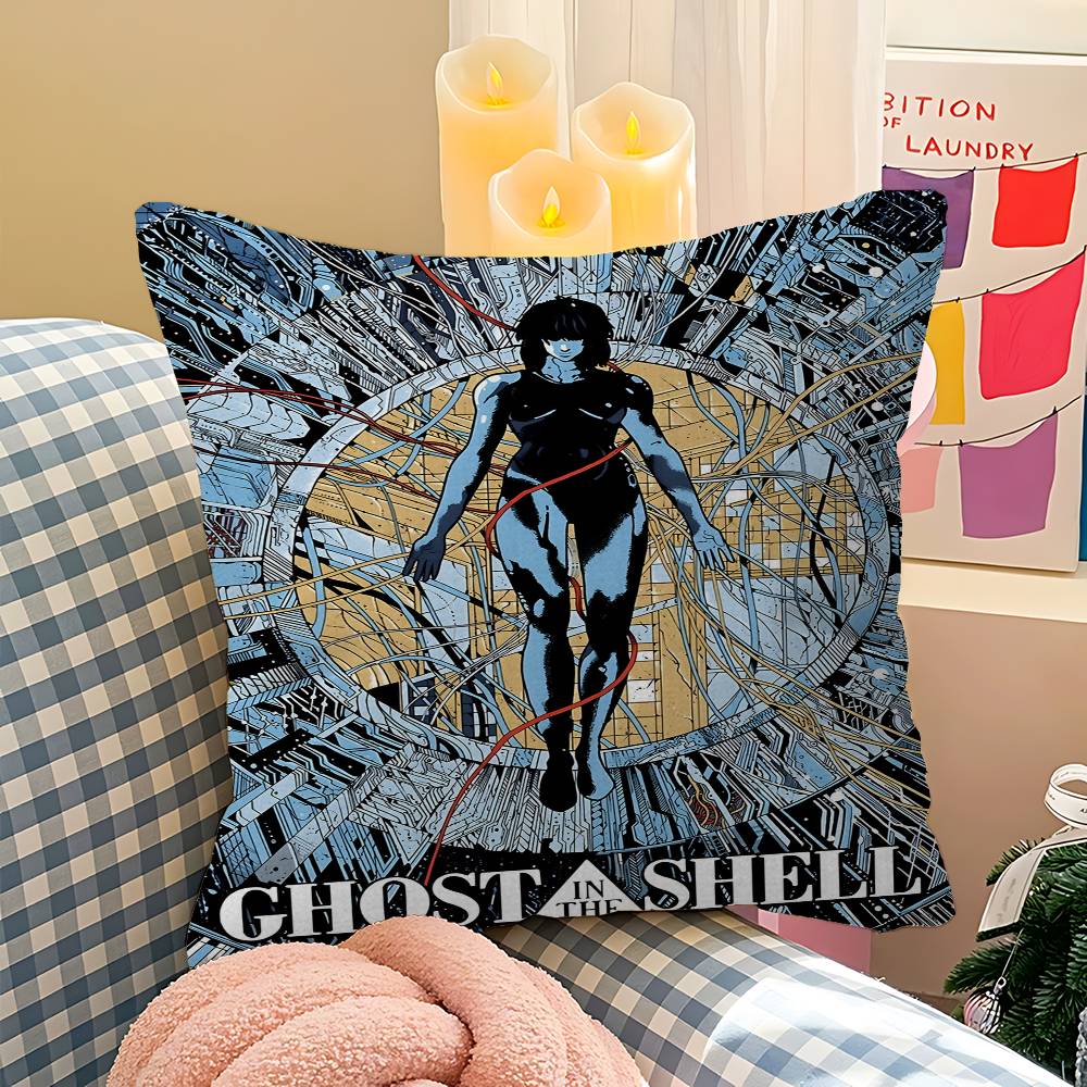 Anime G-Ghost In The Shell Cool Pillow Case Cushion Cover Car Throw Pillow Case For Sofa Car Christmas Gift 40x40cm 45x45cm