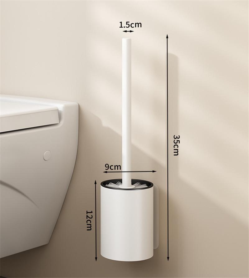 Tuqiu Black Toilet Brush Holder with Brush Aluminum White/Grey Bathroom Toilet Scrub Cleaning Brush Holder Set