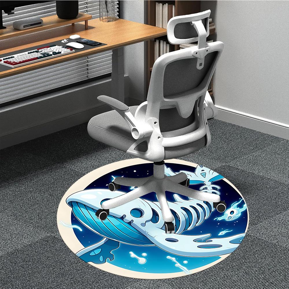 

1PC Whale Skeleton Office Round Area Rug, Indoor Mat Suitable ForOffice, Under Office Chairs Bedroom Living Room Home Decor, Room Deco, D047 80cm by 80cm