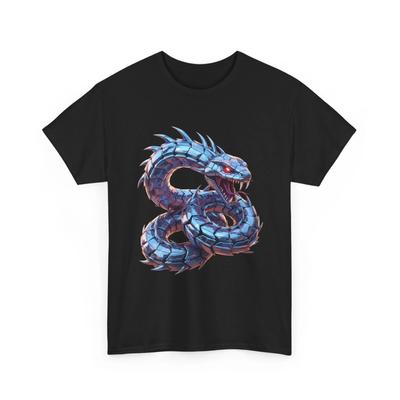 T-shirt Dragon Serpent Bleu Enroulé | Œuvre d'Art Serpent Fantastique Cadeau Cool Pour Hommes/Femmes