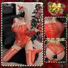 Sex Lingerie Sexy Hot Christmas Halloween Cosplay Mesh One-piece Stockings Set