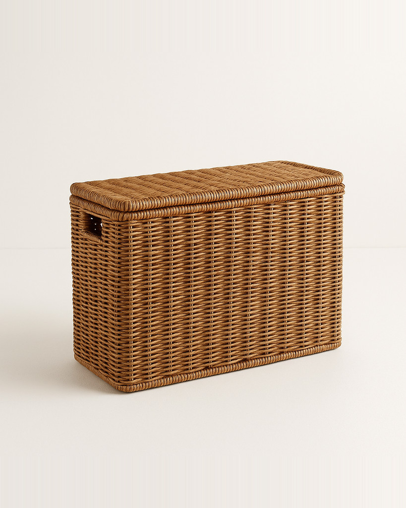 Narrow and Tall Storage Box Decorative Bin Magazine Basket with Handle for Office