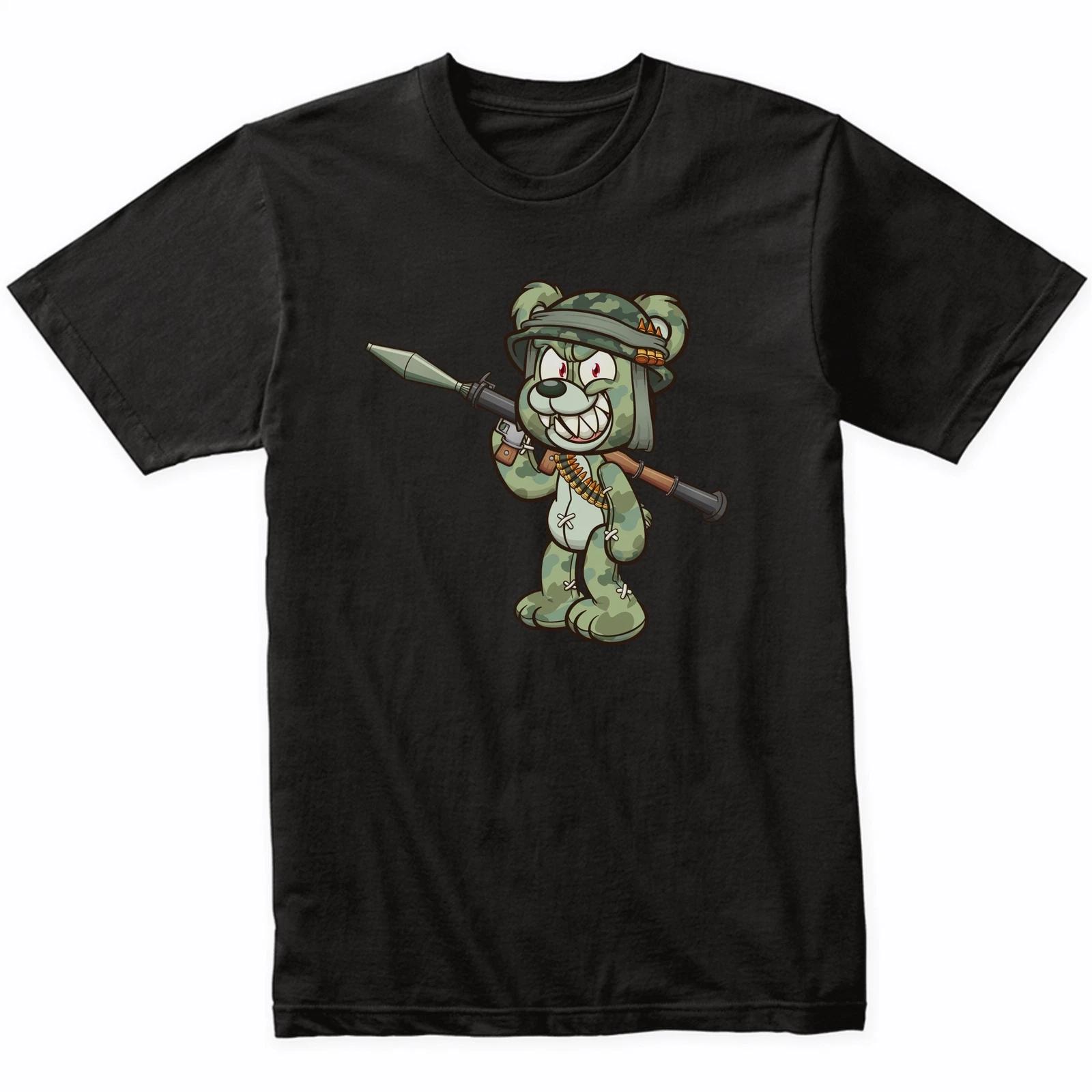 

Rocket Launcher Camo Teddy Bear Scary Military Soldier Bear T-Shirt M