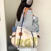 New Women's Dopamine Tote Bags Large Capacity Shoulder Bag Color Matching Casual Drawstring Bag