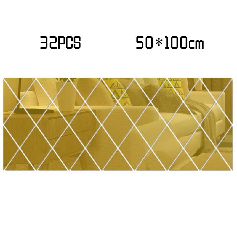 Factory Wholesale Cross-border Diamond Combination Living Room Tv Sofa Background Wall Acrylic Mirror Decorative Wall Sticker