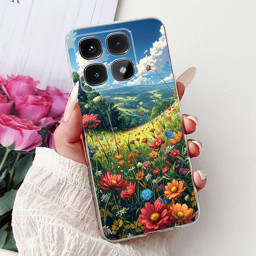 Clear For Xiaomi 14T Case Cover Luxury Cute Cat Fashion Flowers Funny Cool Painted Soft Phone Case 2406APNFAG