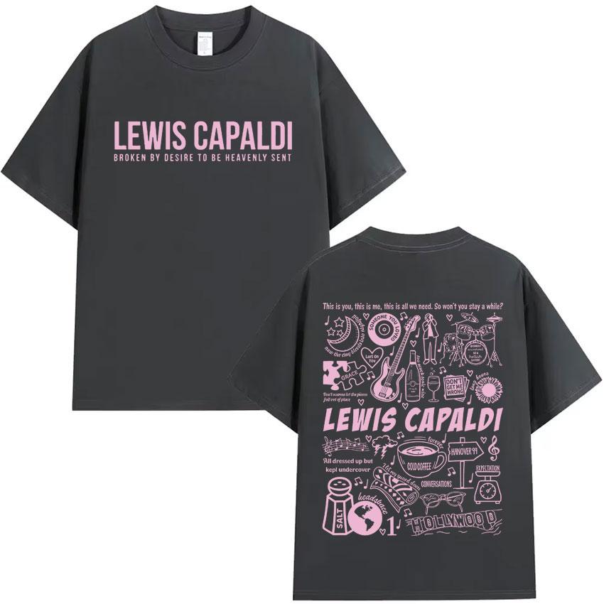 

2026 Lewis Capaldis men s 100%cotton hiphop style retro Tshirt Women s Unisex oversized Y2K Tee Casual Loose Outdoor streetwear L