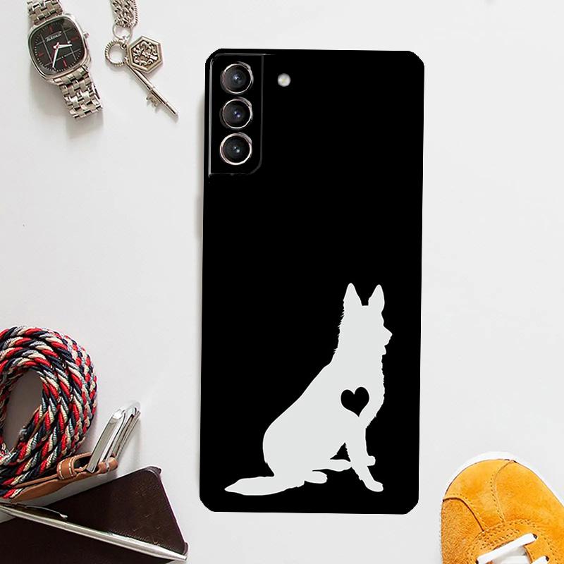 Cartoon German Shepherd Dog Case For Samsung Galaxy S24 Ultra S23 S22 S21 S20 Plus Note 10 Note 20 S9 S10 S21 FE Cover