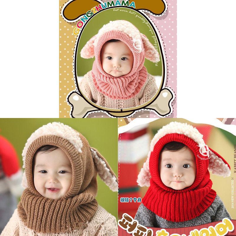 Toddler Knit Cap With Cute Dog Pattern For Kids Winter Warmth And Wind Resistance