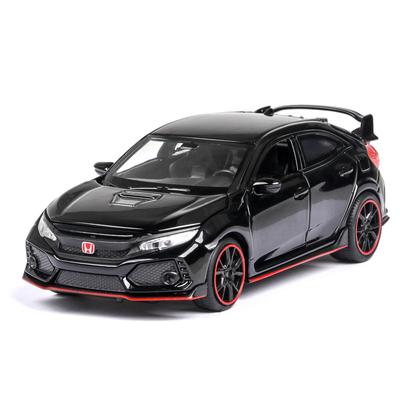 1:32 skala 2017 Honda Civic Type-R model odlewu samochodzik-zabawka, z otwartymi drzwiami światło i dźwięk dla dzieci chłopcy dziewczęta dorośli mężczyźni kolekcja