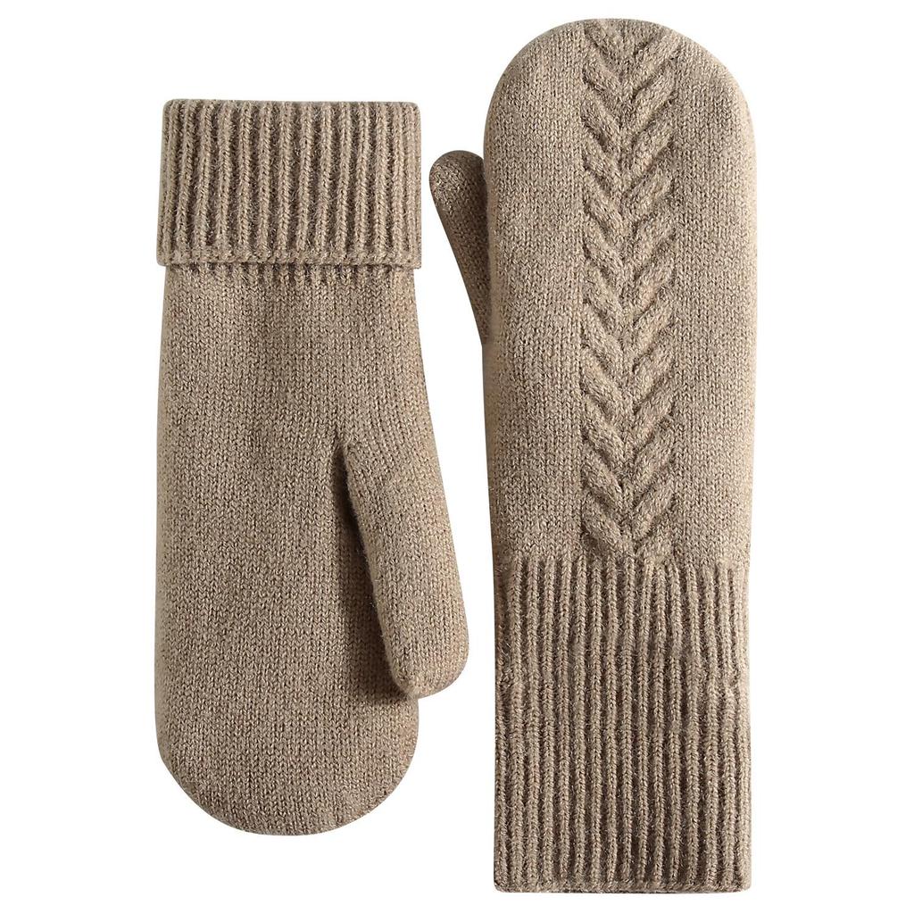 Winter Double-Layer Fleece-Lined Knitted Gloves - Thick, Warm Cycling Mittens