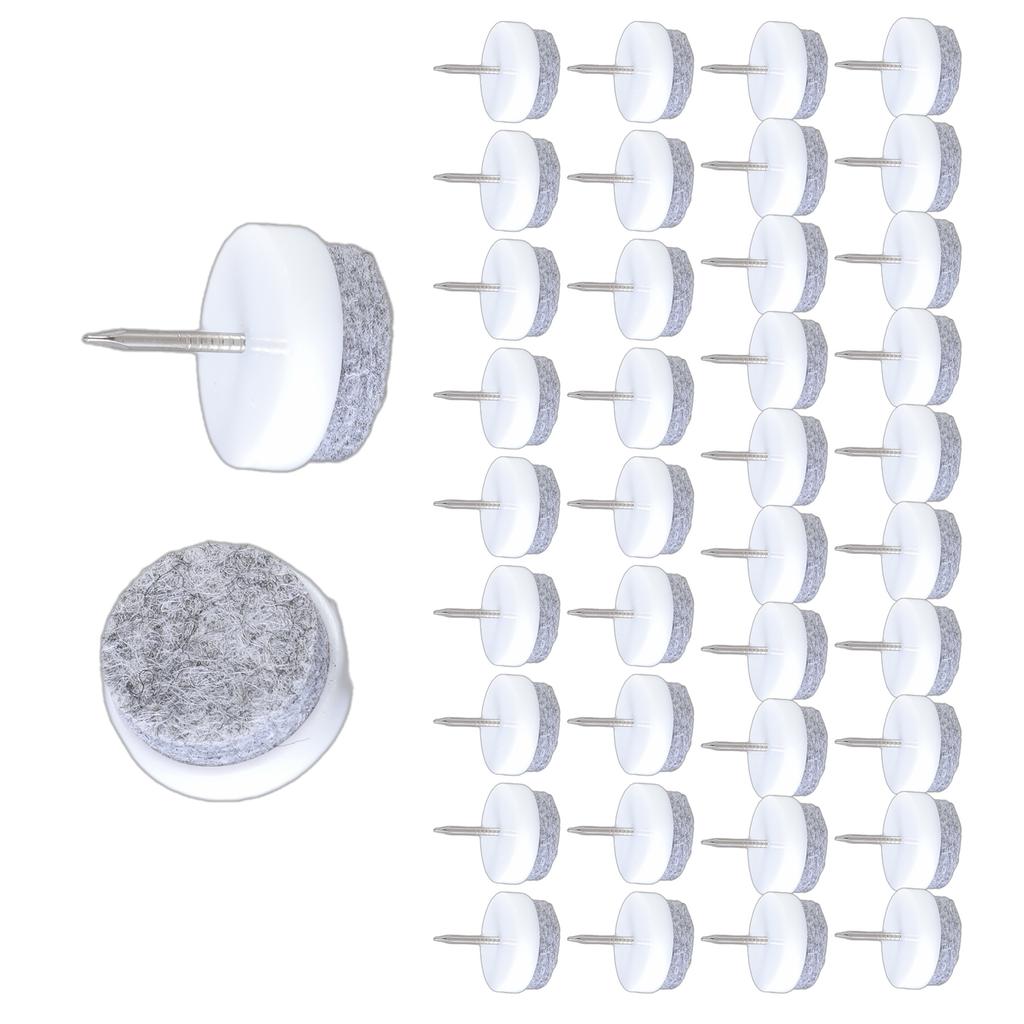 50Pieces Practical Furniture Sturdy Felt Pad With Nails for Wood and Tile Floor Without Slip Designs 22mm Diameter