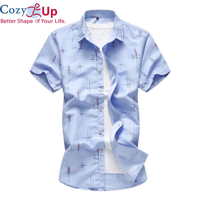 Cozy Up Summer New Men's Casual Shirt Fashion Print Slim Short Sleeve Shirt Hawaiian Shirt Brand Clothing
