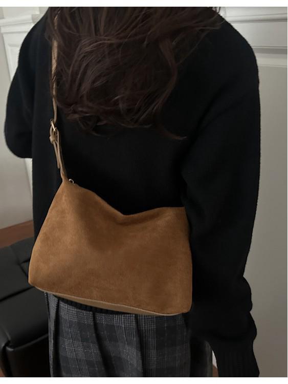 Bolso de Mano para Hombro y Cruzado de Ante Retro Coreano Otoño/Invierno 2025