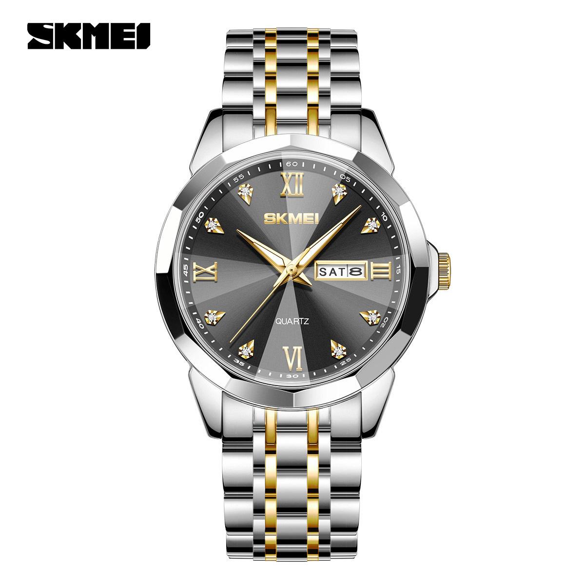 

skmei бренд деловые модные мужские часы высокого класса водонепроницаемые часы двойной календарь кварцевые часы
