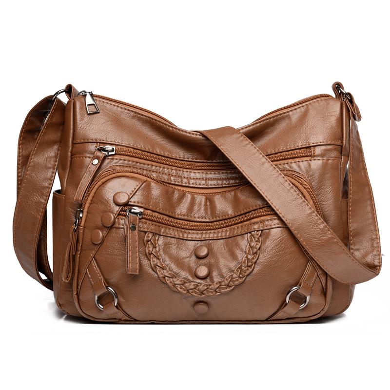 New soft texture temperament women's messenger bag fashionable shoulder large capacity multi-pocket mother backpack