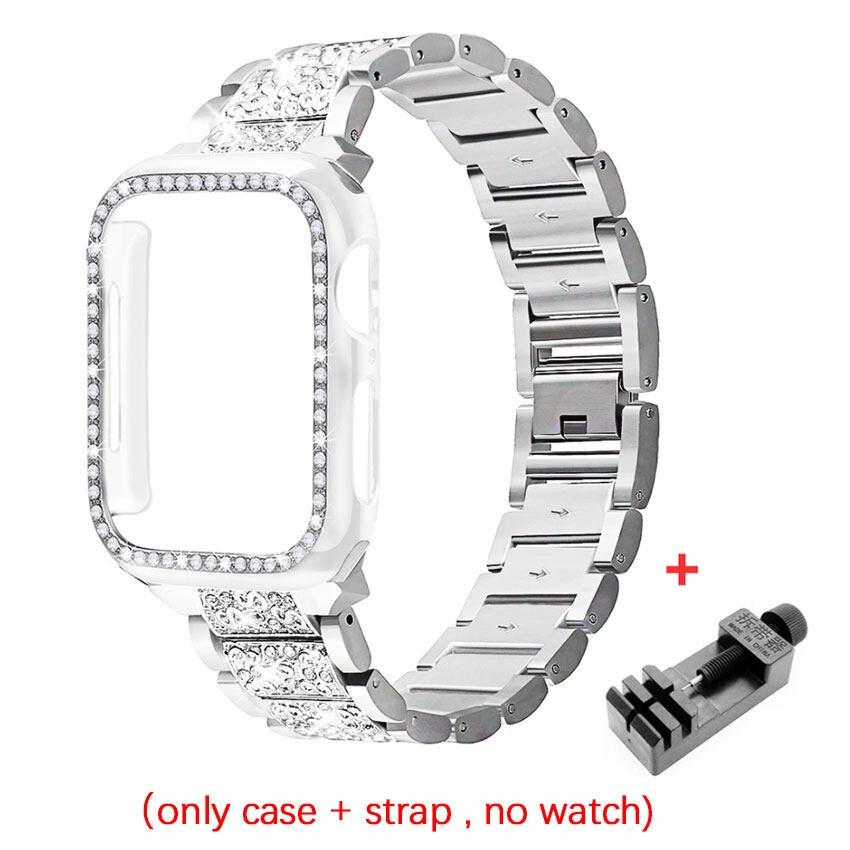 

Chains Strap Case + Strap Metal Band Women Bracelet For Apple Watch 49mm 46mm 44mm 42mm 40mm 38mm iWatch 10 9 8 7 6 5 se 4 3 2 1 49mm Ultra 1 2 срібний
