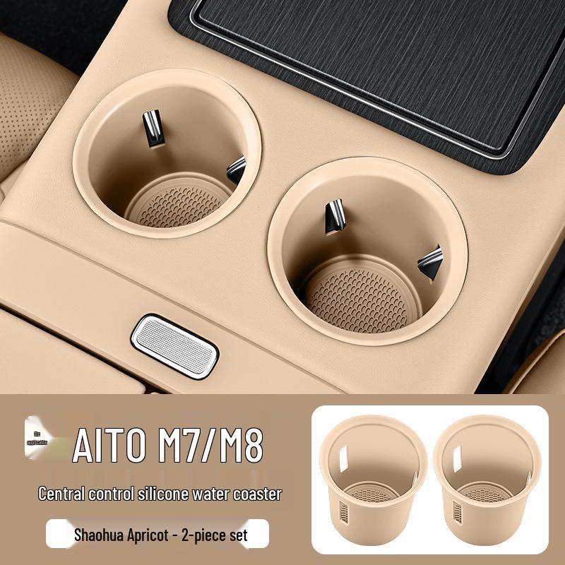 Silicone Holder for AITO M7/M8 Center Console Cup: Mat & Limiter Sleeve for 26 Models