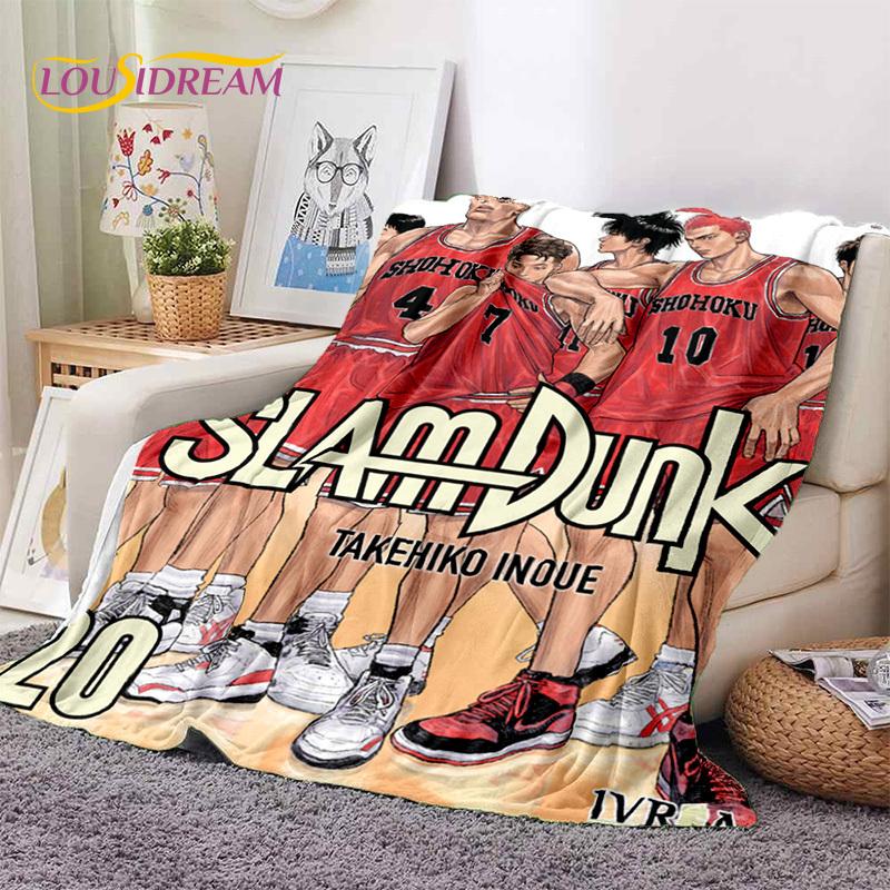 Cartoon Slam Dunk Basketball Anime Soft Blankets,Keep Warm Throw Blanket Comfortable Blanket for Picnic Beds Sofa Home Bedroom