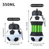 550ml Football Folding Kettle Sports Silicone Fold Water Bottle Outdoor Portable Leakproof Sports Kettle Travel Children Bottle