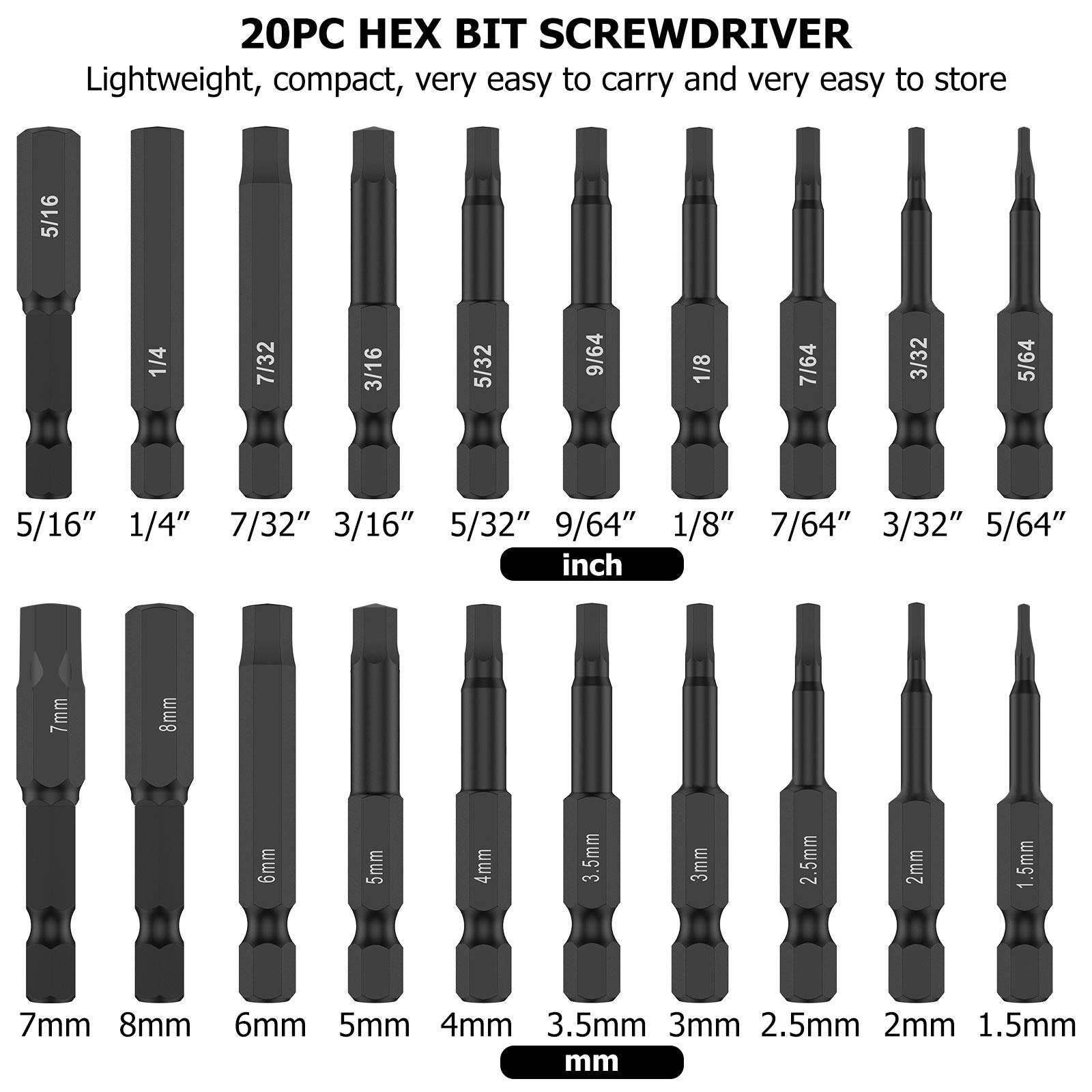 

18Pcs 1/4in Hex Shank Screwdriver Change Handheld Screwdrivers Bits Holder Extension Bar Drill Keychain Screw Adapter Drill