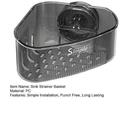 Sink Strainer Basket Sponge Holder with Suction Cup Triangle Design Easy to Install Multifunctional Storage Rack Drainer Basket