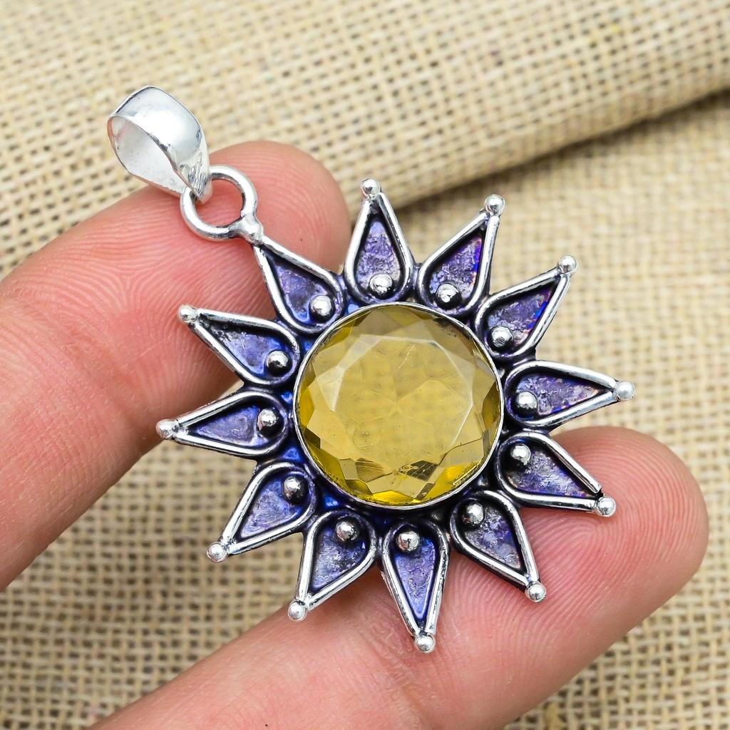 Fantastisk Citrin Edelsten 925 Solid Sterling Sølv Smykker Håndlaget Kjede Anheng Gave Til Henne