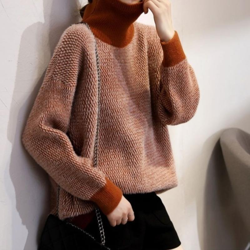 Korean Turtleneck Sweater Women Pullover Autumn Winter Loose Outerwear Lazy Style Knit Top
