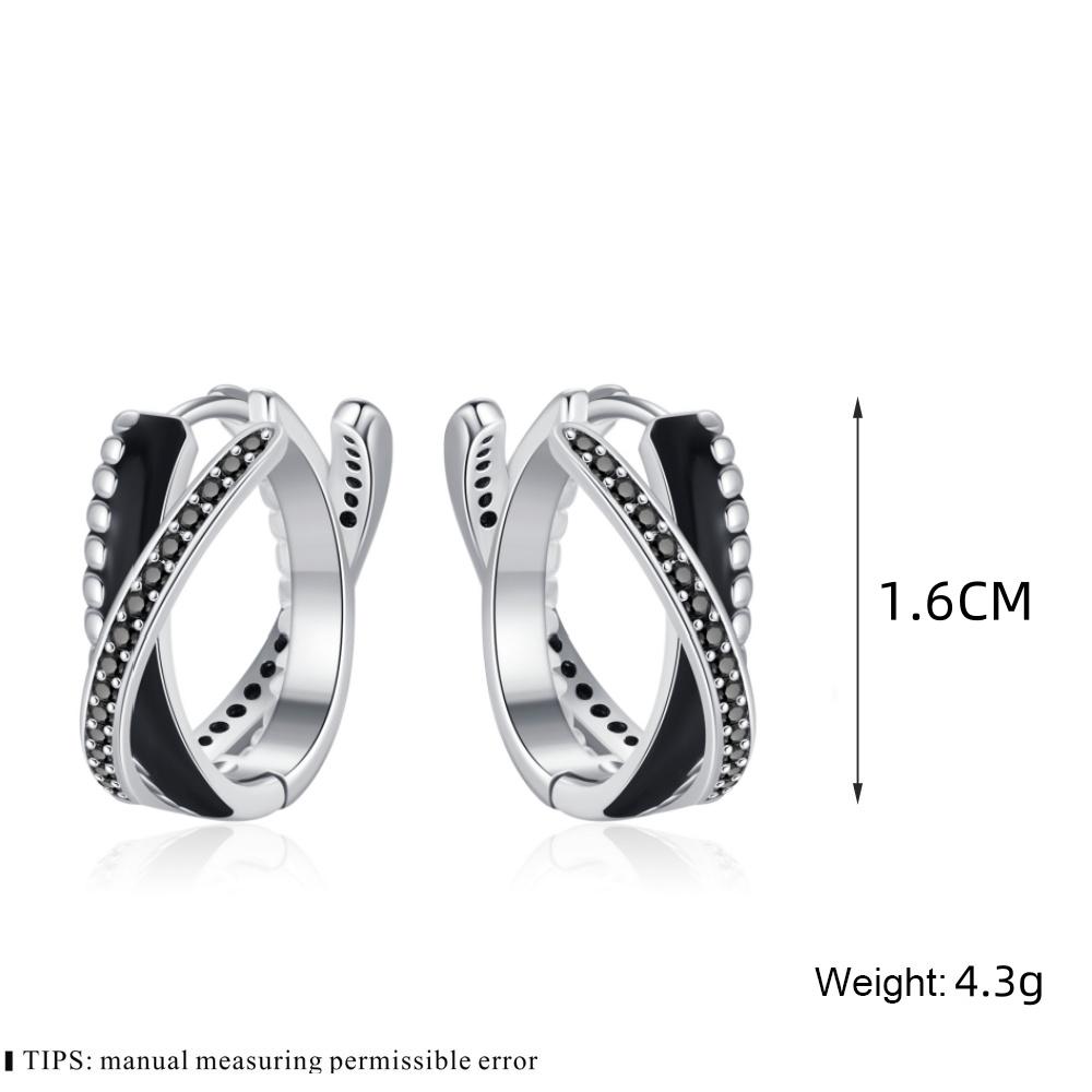 Black Awn New Classic Silver Color Round Trendy Spinel Engagement Hoop Earrings for Women Jewelry I181