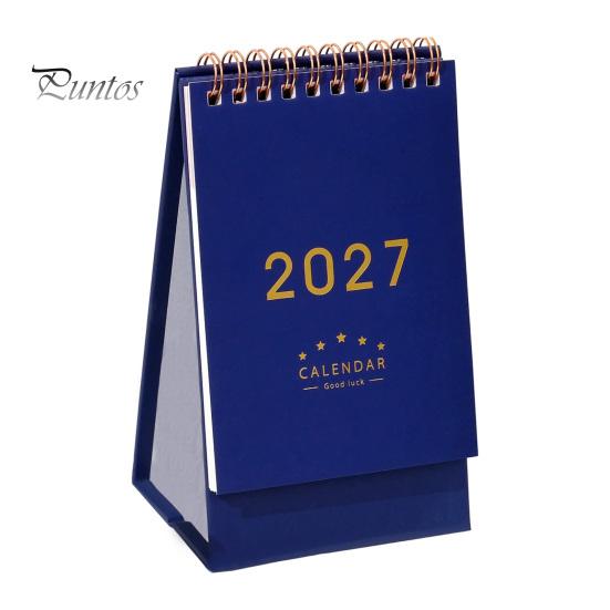 Academic Year Calendar 2027 Desk Calendar, Standing Flip Desktop Minimalist Gold Foil Cover Daily Agenda Monthly Planner, Thick Paper for Note Taking,