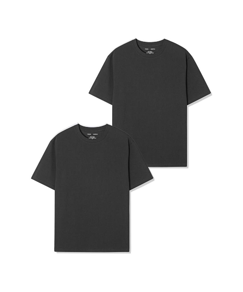 ADHOC 2Pack Unisex Standard Fit Short Sleeve T-Shirt (Black) (Hcrst30)