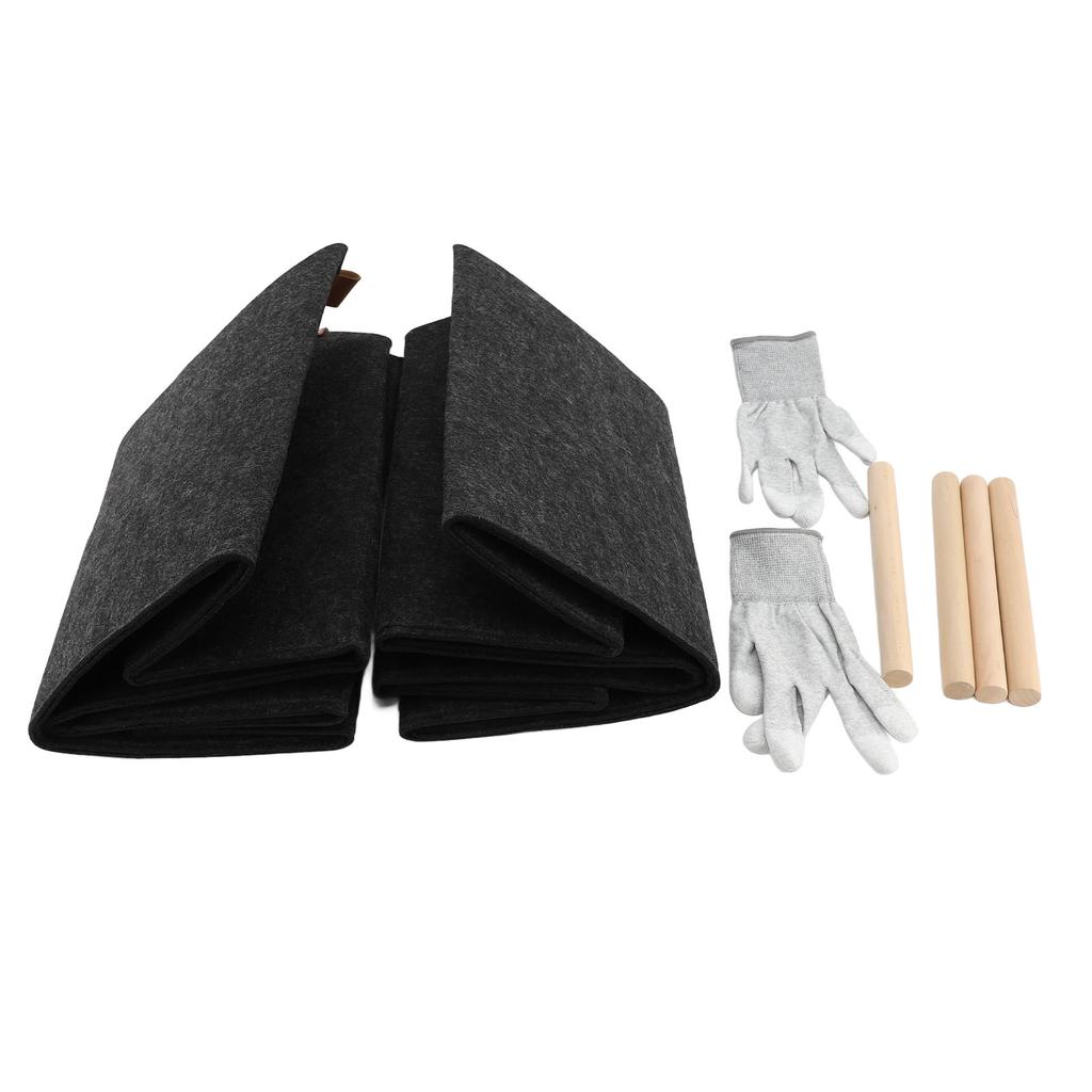 2PCS Felt Firewood Basket with Wood Handles and Front Pocket Multipurpose Foldable Carrier Storage