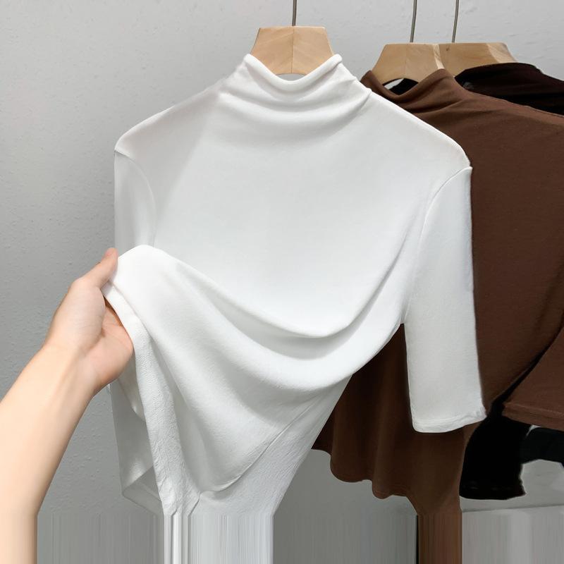 Bottom Blouse Women s Latest European Women s Clothing Temperament Semi-turtleneck Foreign Style Shirt Elastic Inner Top S