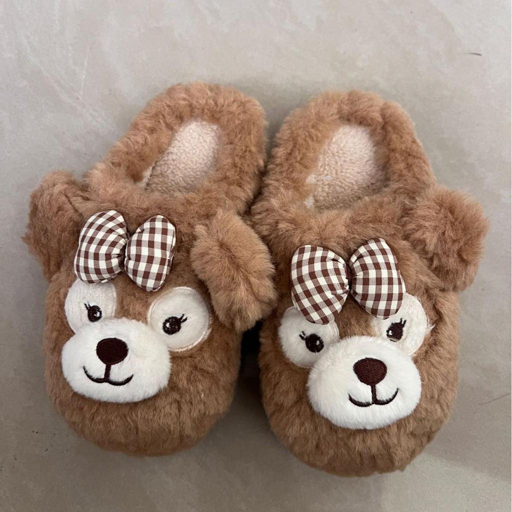 Duffy Bear Girls’ Cotton Slippers, Autumn/Winter 2025: Fleece-lined, Thick, Warm, Non-slip, Casual, Closed-toe Design.