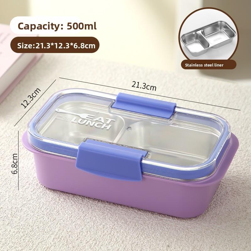 Stainless Steel Bento Box With Dividers For Office Lunch And Portable Food Storage