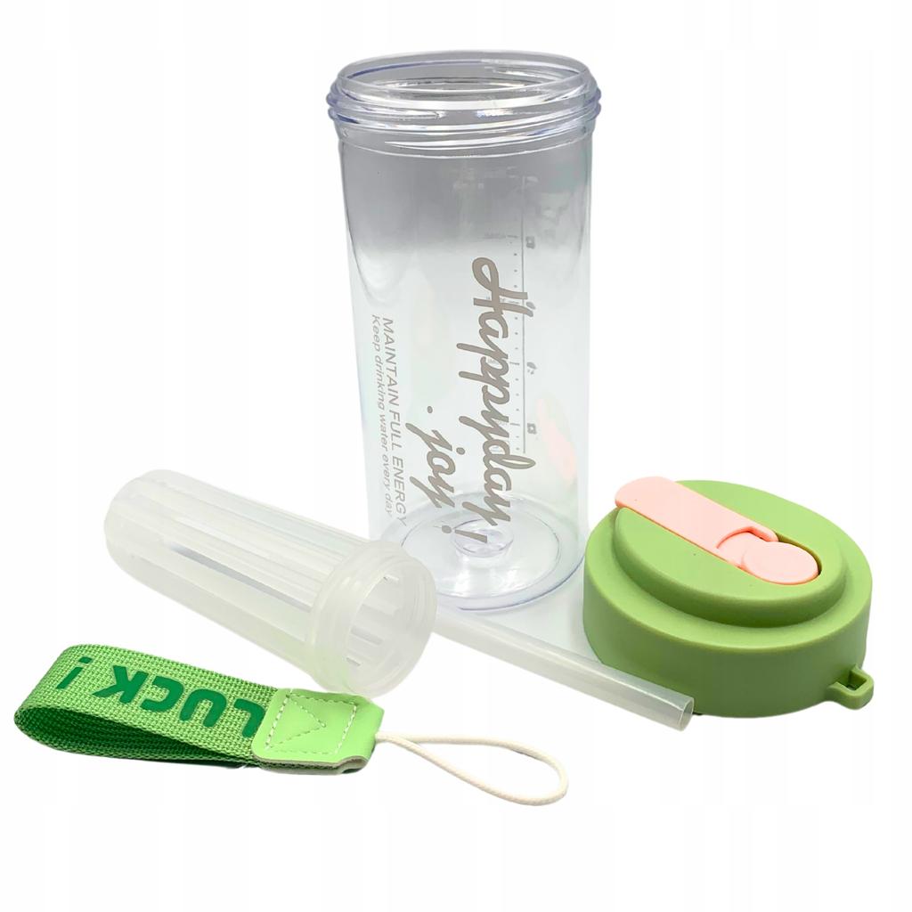 Water Bottle Drink With Straw Durable With Graduated Filter 600 Ml