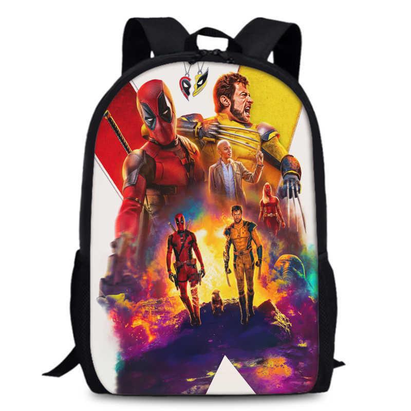 Deadpool Wolverine Backpack 15 Inch Anime Cartoon Lightweight Schoolbag